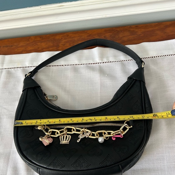 Rare Y2K Juicy Couture Top Notch Hobo Shoulder Bag in Black with Gold Y2K charms - Picture 3 of 7